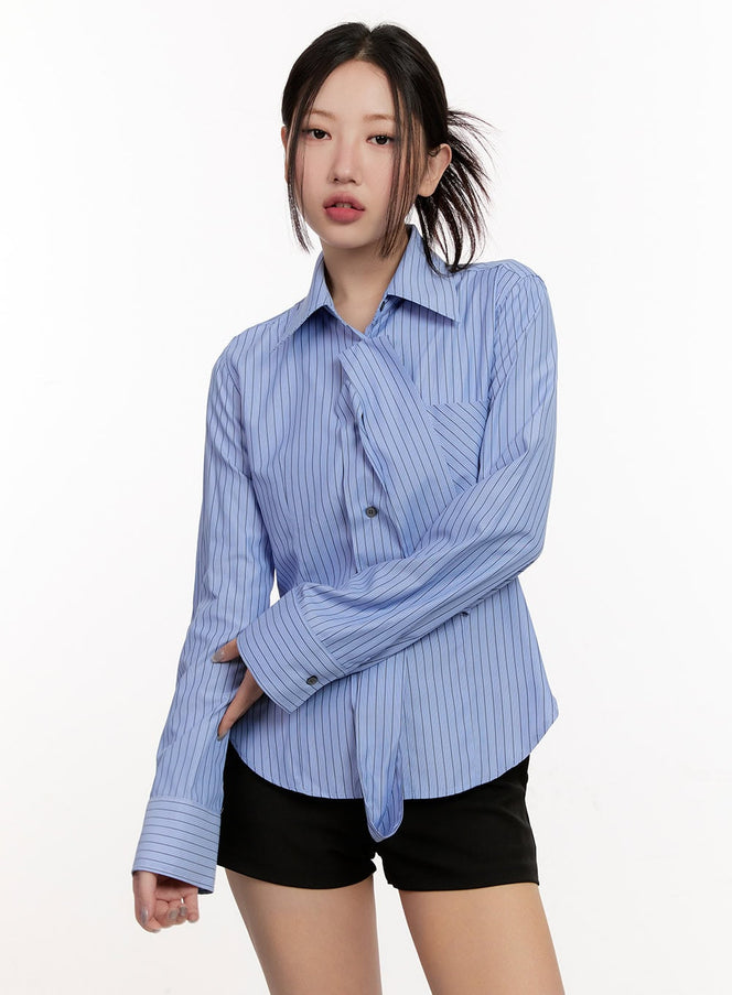 Striped Tie Collared Shirt CM510