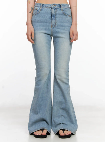 byeol-washed-flare-denim-jeans-cl525 / Light blue