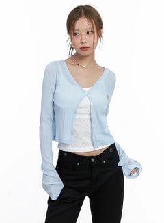 light-blue-ribbed-cropped-cardigan-cl511 / Light blue