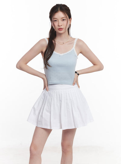 ribbon-lace-trim-cami-top-cy519 / Light blue