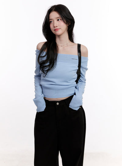 elegant-off-shoulder-crop-sweater-cm527 / Light blue