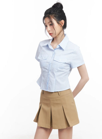 slim-fit-cropped-button-up-shirt-cu511 / Light blue