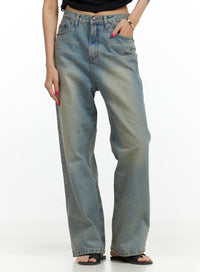 washed-straight-jeans-cu417 / Light blue