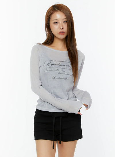 summer-sheer-graphic-long-sleeve-tee-cy521 / Light gray