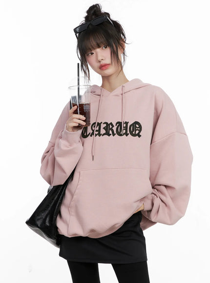 oversized-graphic-hoodie-cg519 / Pink