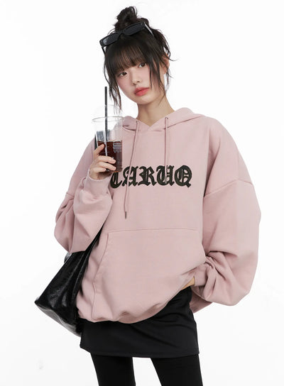 oversized-graphic-hoodie-cg519 / Pink