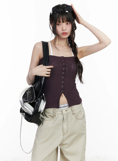 ribbed-buttoned-tank-top-cm526 / Purple