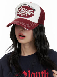 embroidered-mesh-cap-cu413 / Red