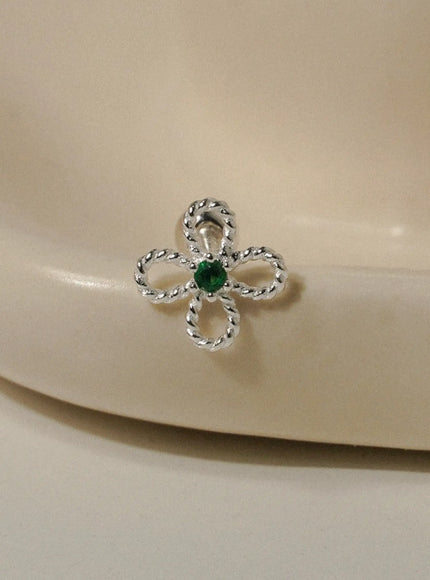 lessing-woven-bloom-piercing-1pc-iu506 / Silver