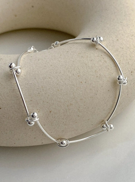 duras-bead-curve-stick-bracelet-iu506 / Silver