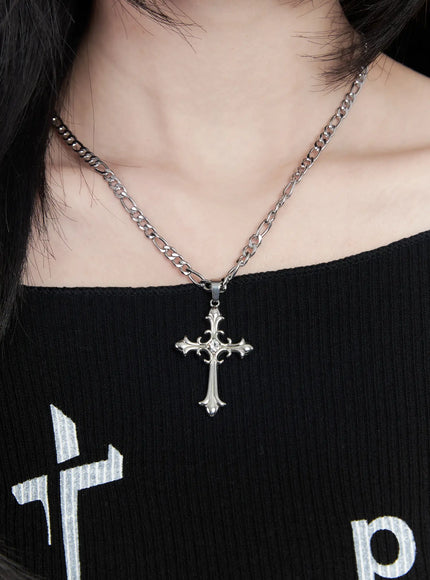 Chunky Chain Cross Necklace CM505
