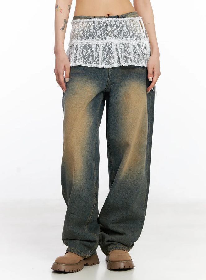 lace-layered-wrap-mini-skirt-cj522 / White