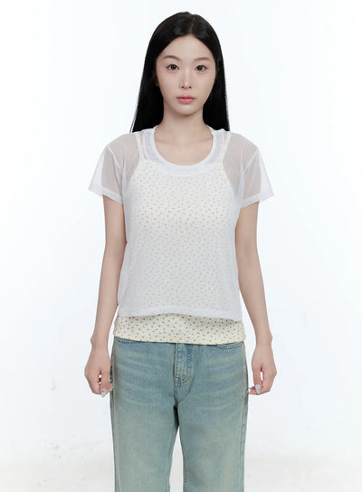 sheer-tie-strap-tee-cg501 / White