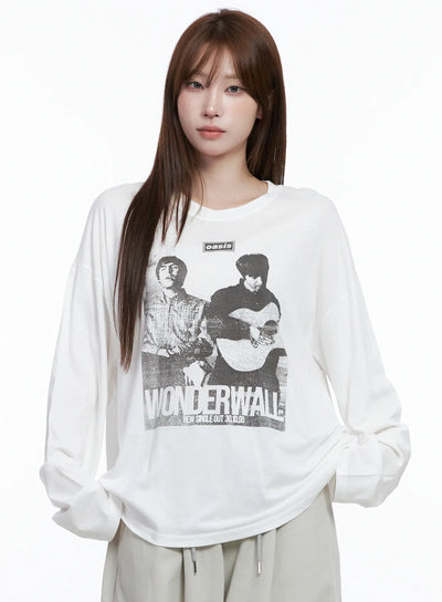 retro-wonder-print-loose-fit-tee-cg529 / White