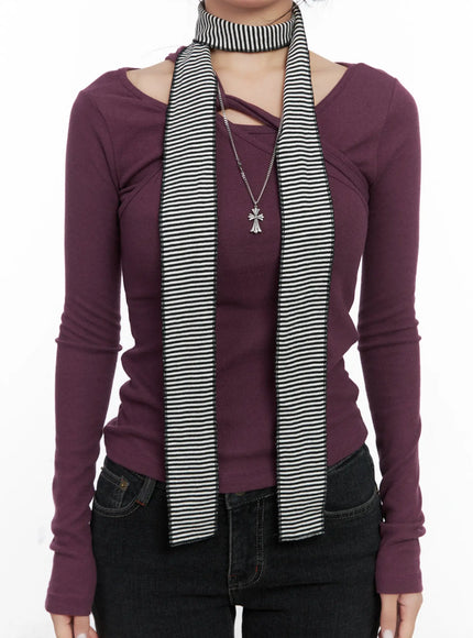 striped-two-way-scarf-cn514 / White