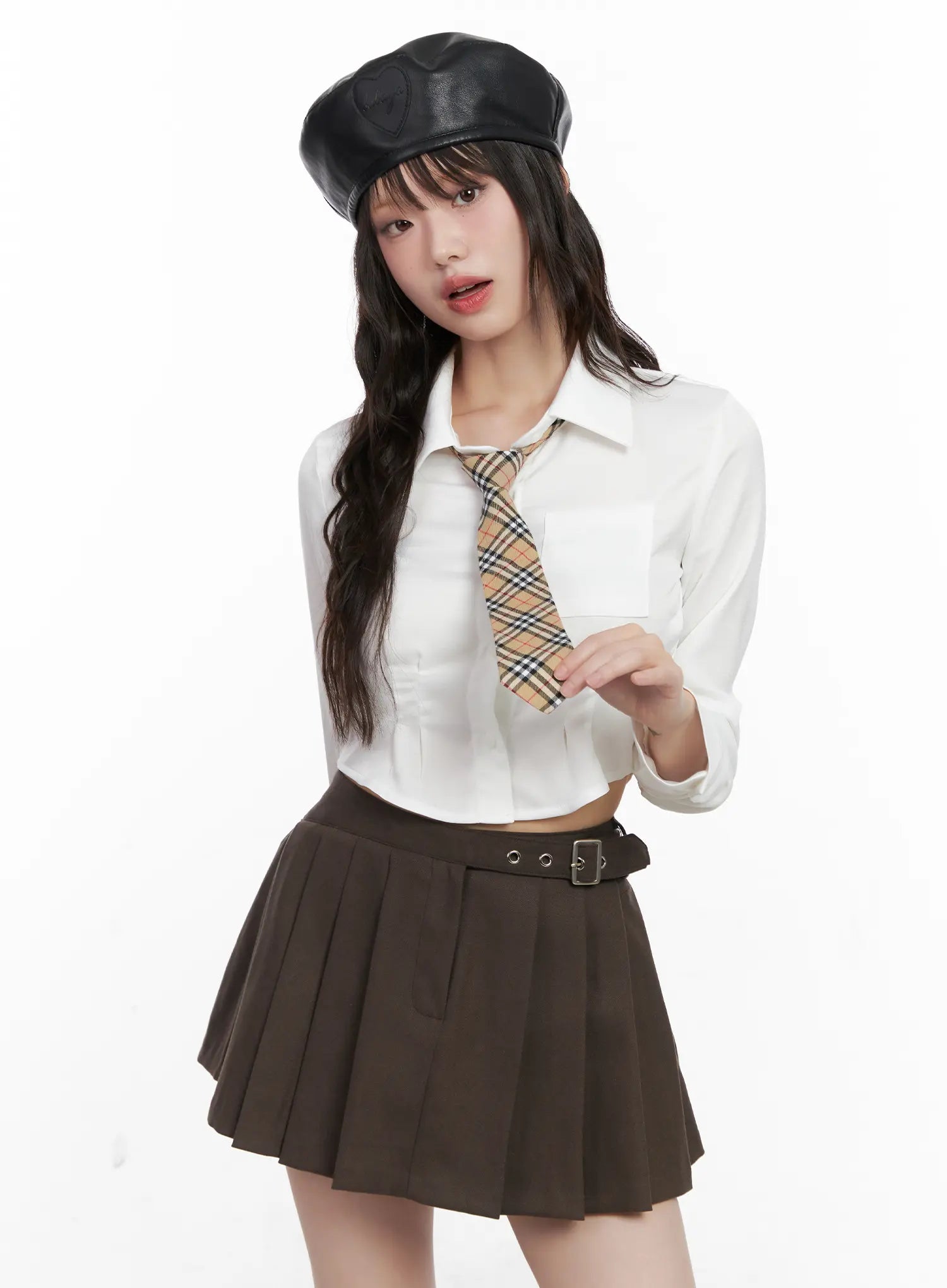 pintuck-cropped-shirt-cn510 / White