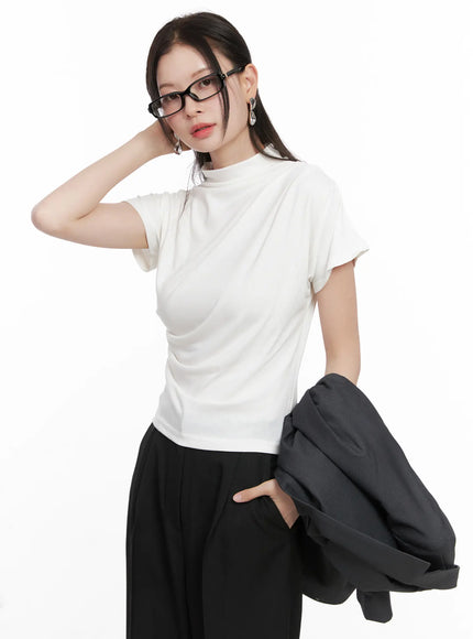 draped-mock-neck-top-co530 / White