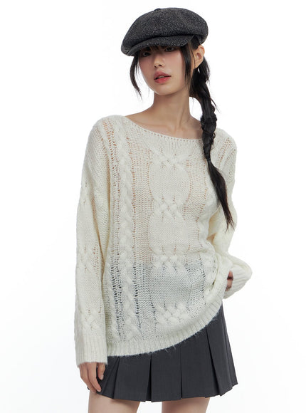 boat-neck-sheer-knit-top-cs420 / White