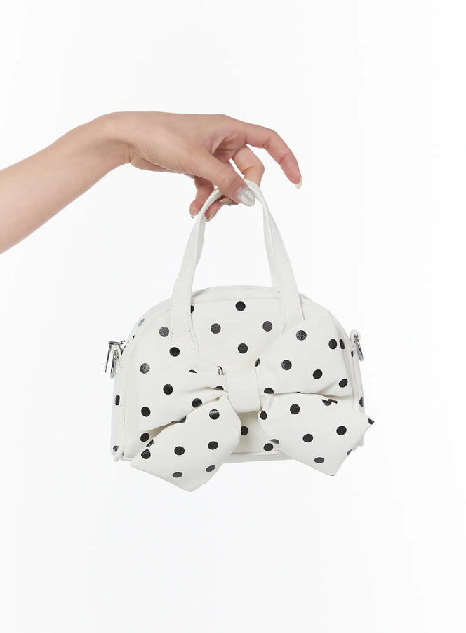 polka-dot-bow-tote-bag-cy515 / White