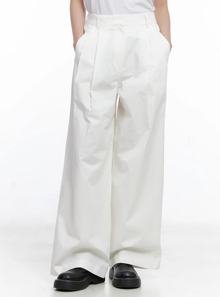 pintuck-wide-leg-cotton-pants-cg520 / White