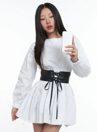 romantic-ruffled-mini-dress-cs503 / White