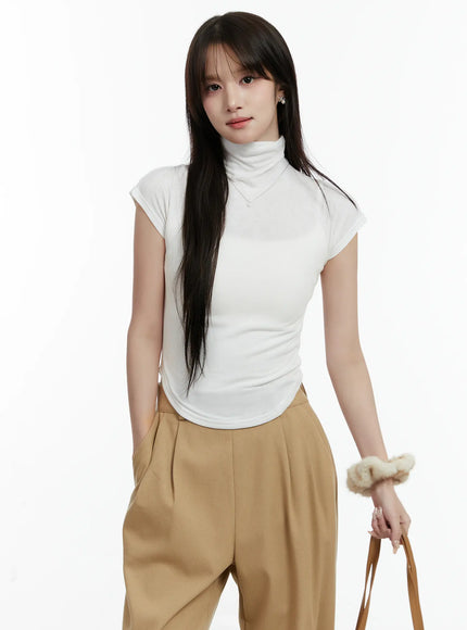 turtleneck-cap-sleeve-top-cd514 / White