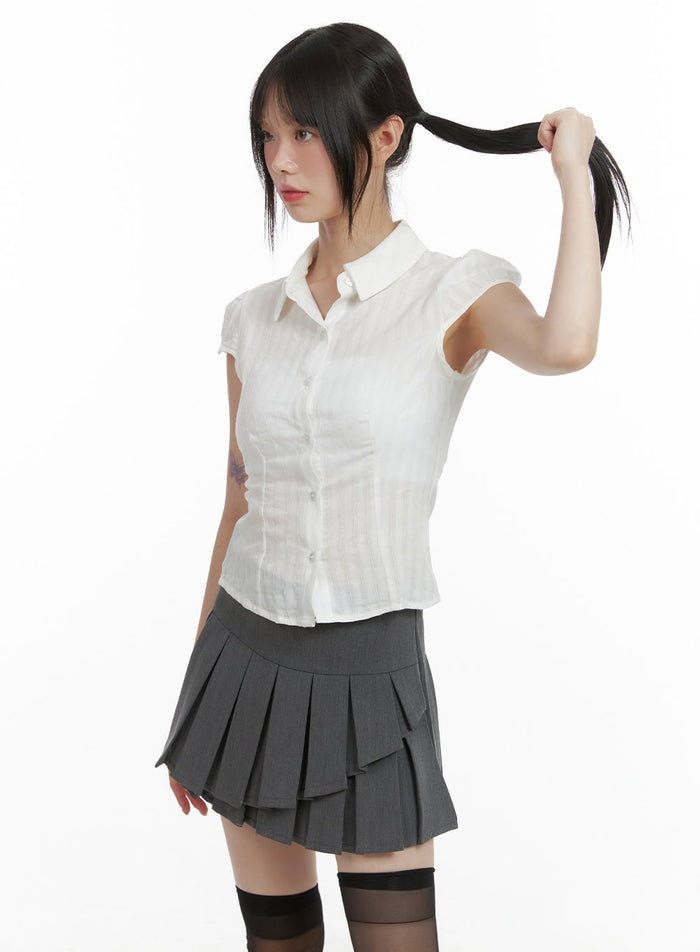 cotton-collared-buttoned-blouse-cl412 / White