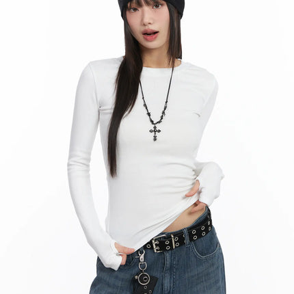 basic-fleece-long-sleeve-tee-cj501 / White