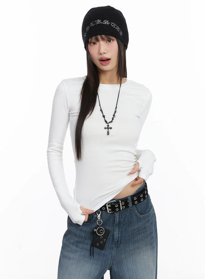 basic-fleece-long-sleeve-tee-cj501 / White