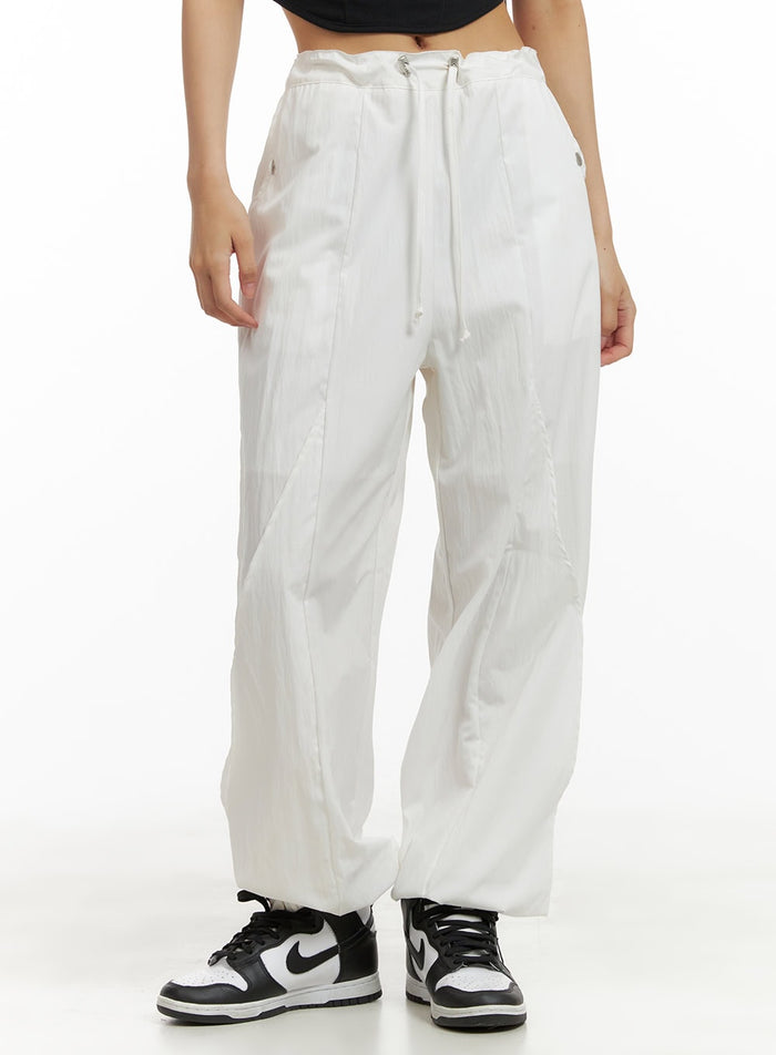 solid-jogger-parachute-pants-ca424 / White