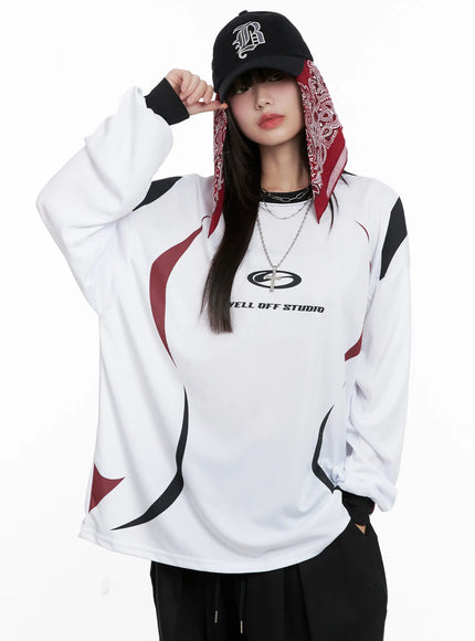 oversized-graphic-long-sleeve-jersey-cg518 / White