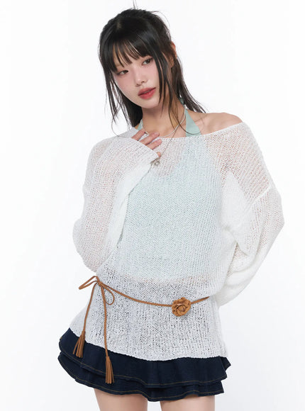 lightweight-oversized-knit-cardigan-ca530 / White
