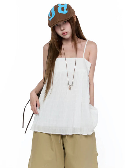 casual-loose-shirred-cami-top-ca520 / White