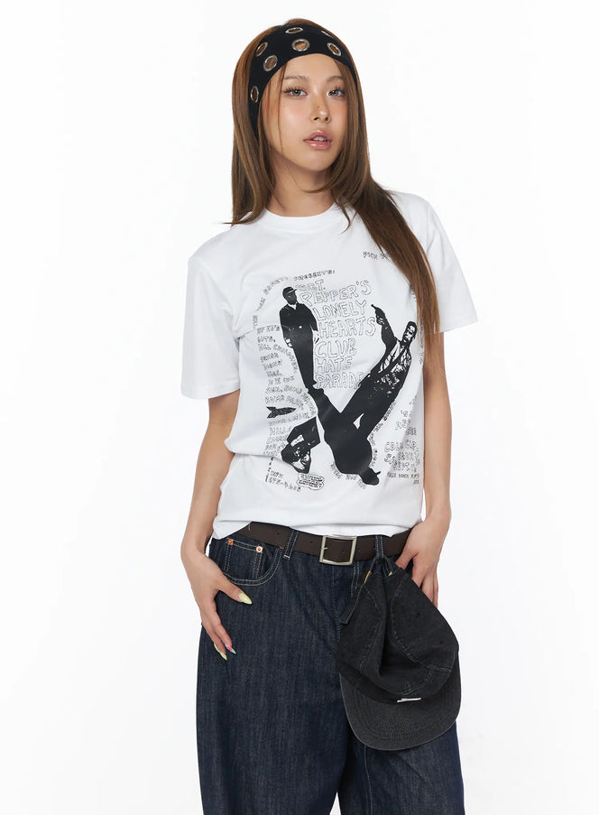 graphic-print-oversized-t-shirt-cu502 / White