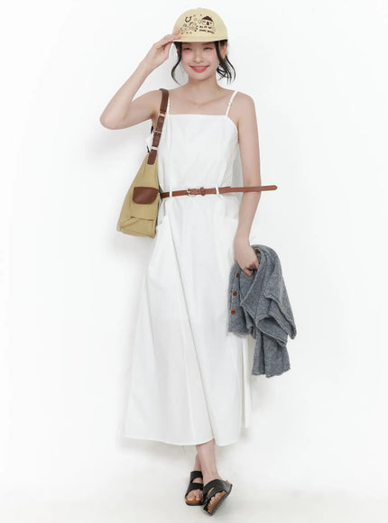 adjustable-strap-belted-maxi-dress-ca509 / White