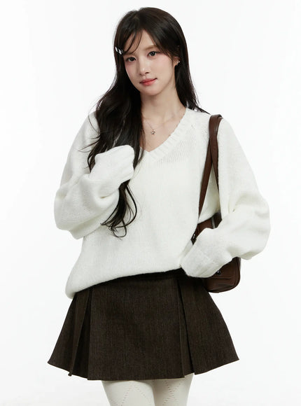 oversized-v-neck-sweater-cd523 / White