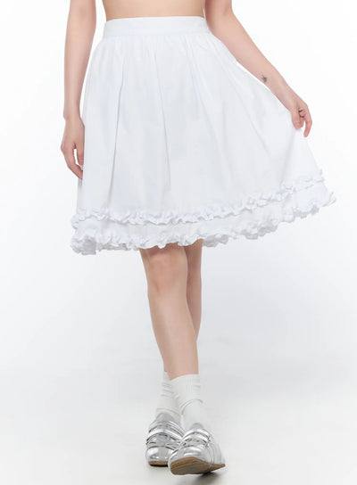 Frilled Shirred Midi Skirt CA528