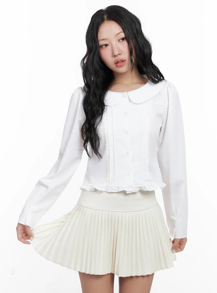 elegant-pintuck-lace-blouse-cn514 / White