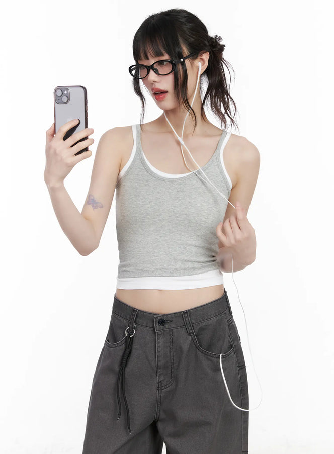 layered-cami-top-cm526 / Gray