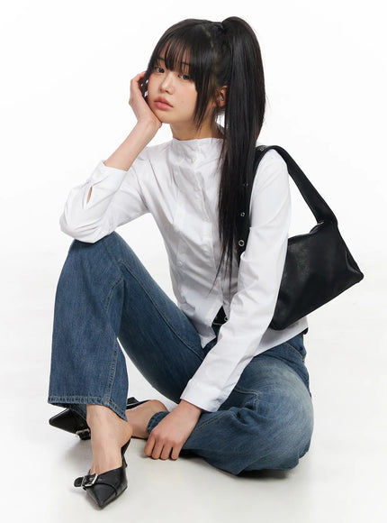 double-button-up-blouse-cf504 / White