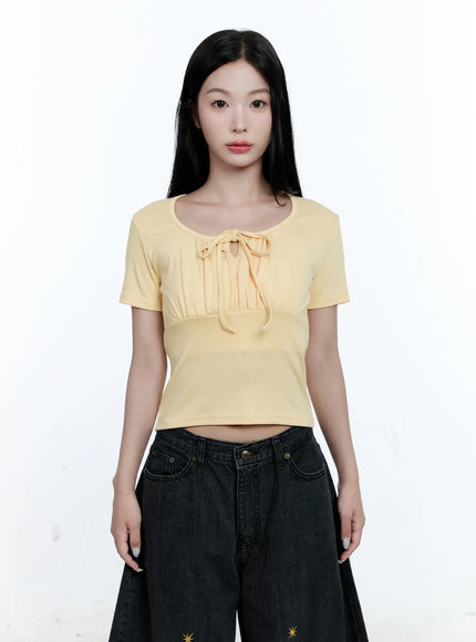 Ruched Ribbon Cropped Tee CG507
