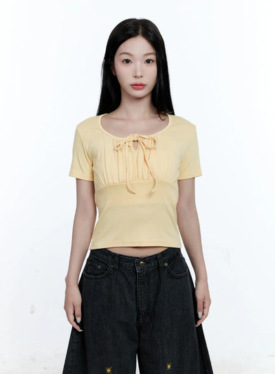 Ruched Ribbon Cropped Tee CG507