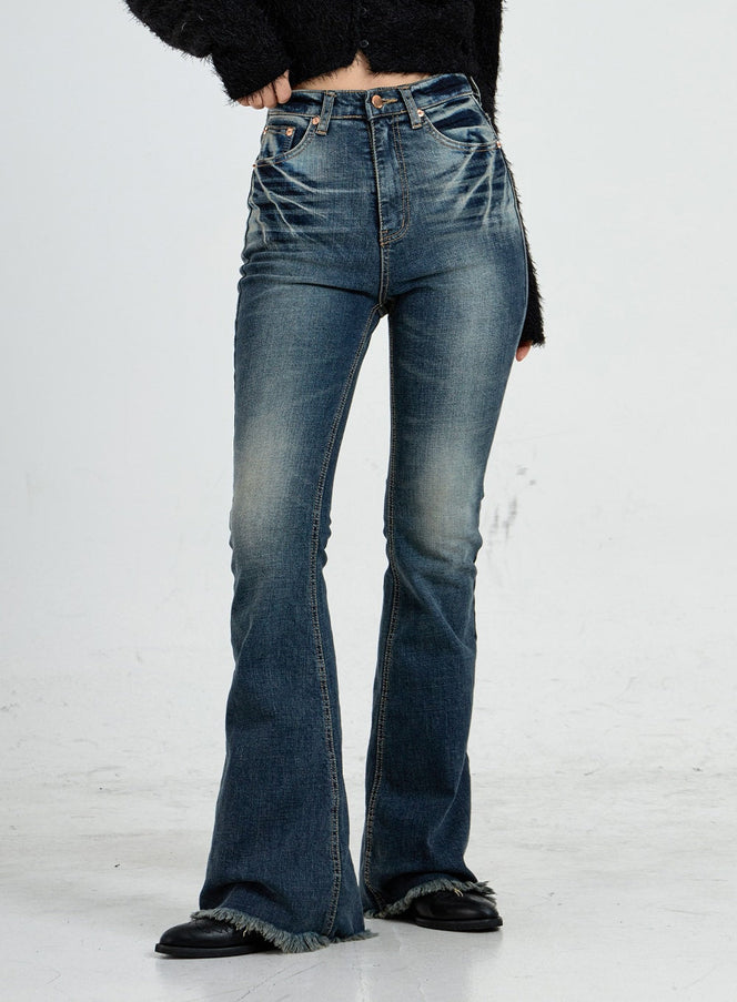 Faded Washing Bootcut Denim Pants CO17