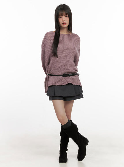 Classic Long-Sleeve Knit with Belt Set CJ501