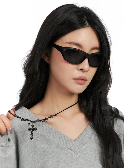 Bold Metallic Pendant Cord Necklace IN510