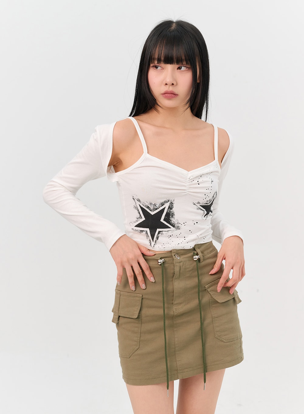 a-line-string-mini-cargo-skirt-in302