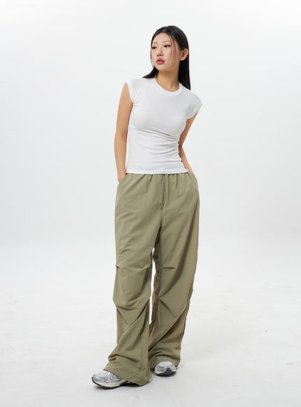 Nylon Wide Track Pants IY311