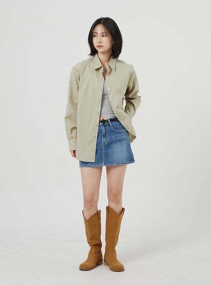 Mid-Rise Denim Mini Skirt OM303