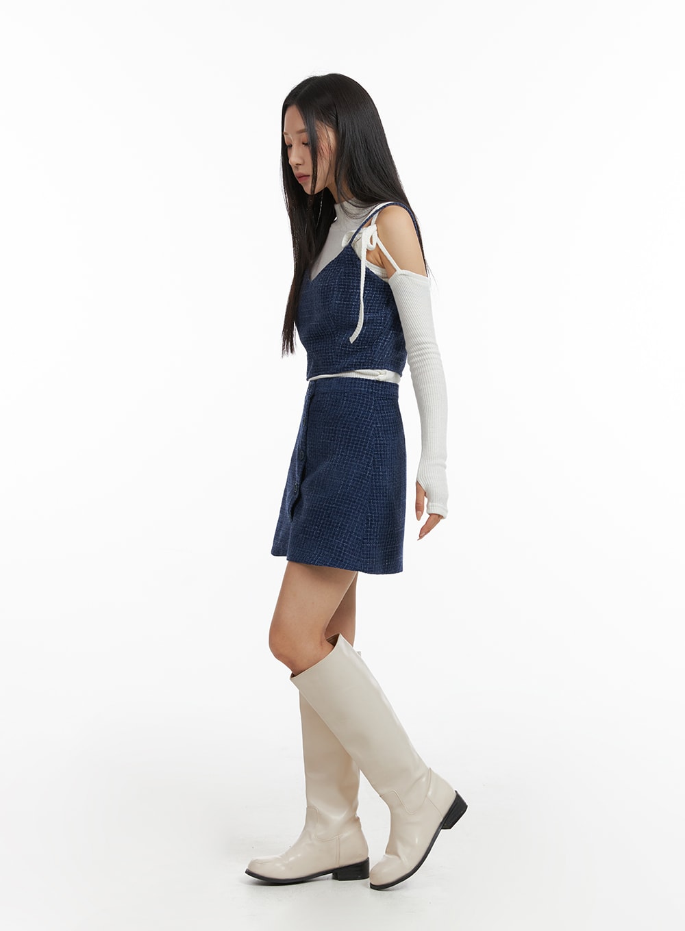 checkered-buttoned-mini-skirt-cj408