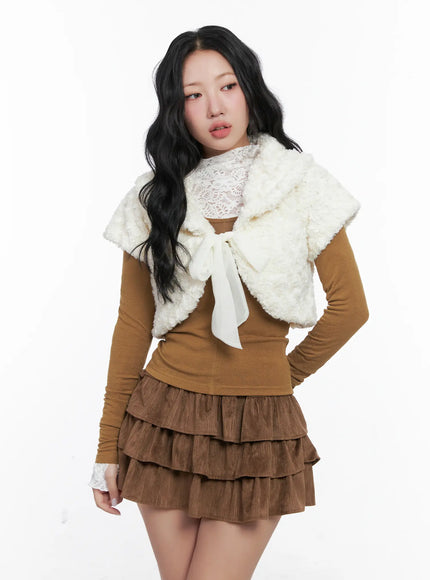 ribbon-faux-fur-bolero-vest-cn514